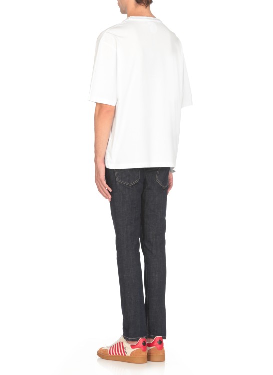 Dsquared2 White Crewneck T-shirt With Maxi Logo Print On The Front In White