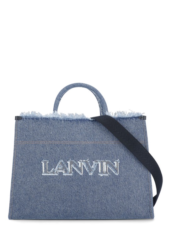 Shop Lanvin Cotton Shopping Bag In Blue