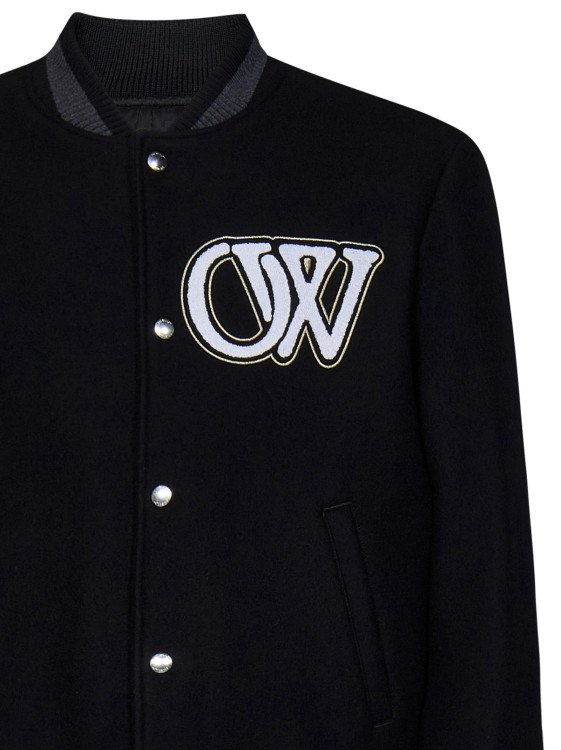 Shop Off-white Varsity Jacket In Black Wool