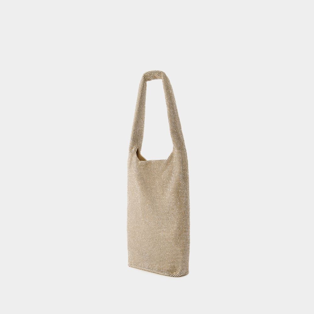 Kara Crystal Mesh Wine Cooler Shoulder Bag - - Mesh - Beige In Neutrals