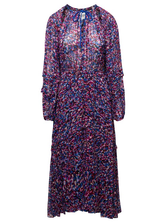 Isabel Marant Étoile Multicolored Maxi Tie-neck Dress With Graphic Print All-over In Viscose In Black