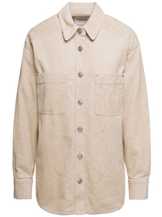 Isabel Marant Étoile Randal' Beige Jacket With Patch Pockets And Branded Buttons In Corduroy In Neutrals