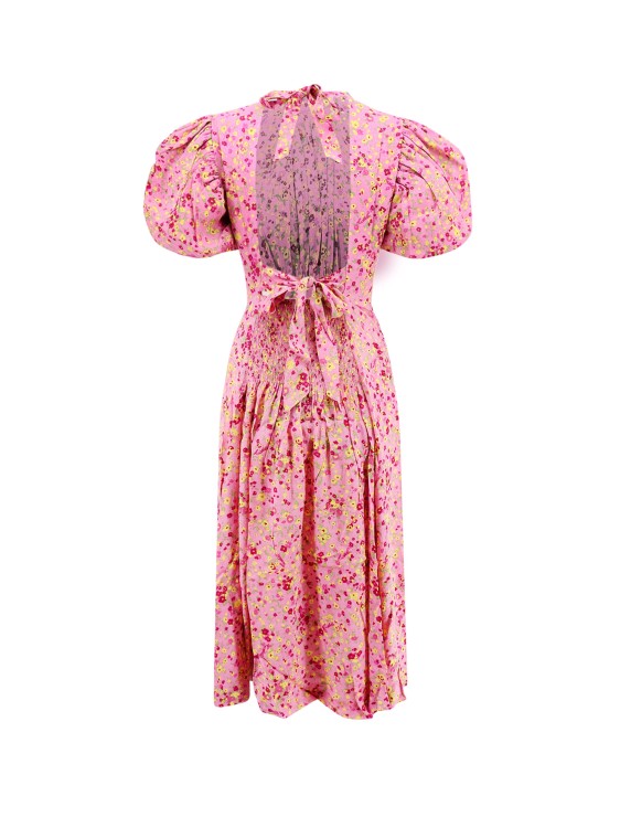 Shop Rotate Birger Christensen Recycled Viscose Dress With Floral Print In Pink