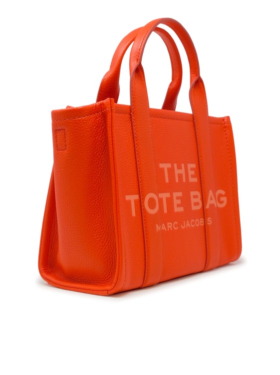 Shop Marc Jacobs Electric Orange Leather The Small Tote Bag