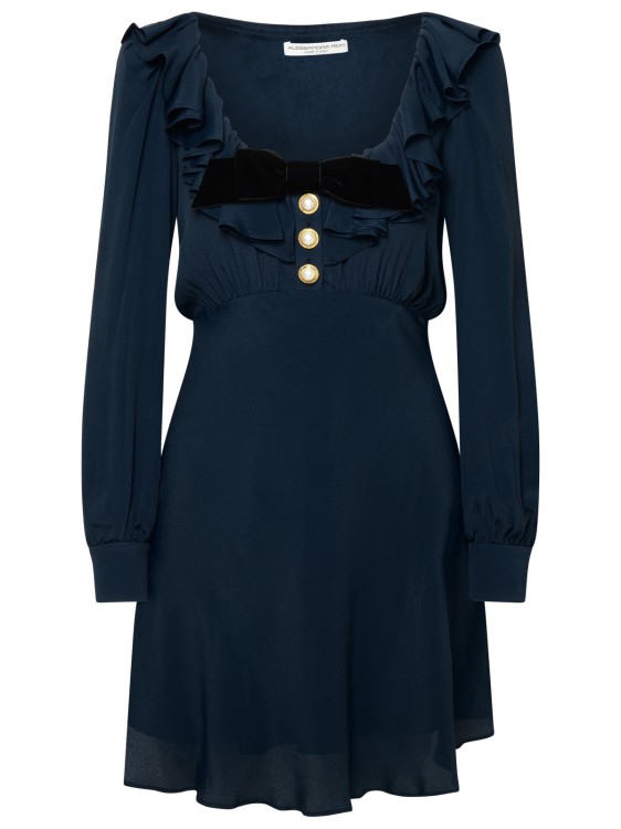Shop Alessandra Rich Blue Silk Blend Dress In Black