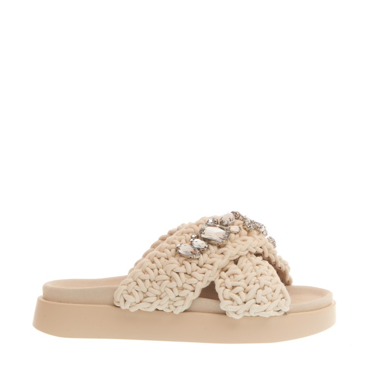 Inuikii Woven Stones 40mm Platform Slides In Neutrals