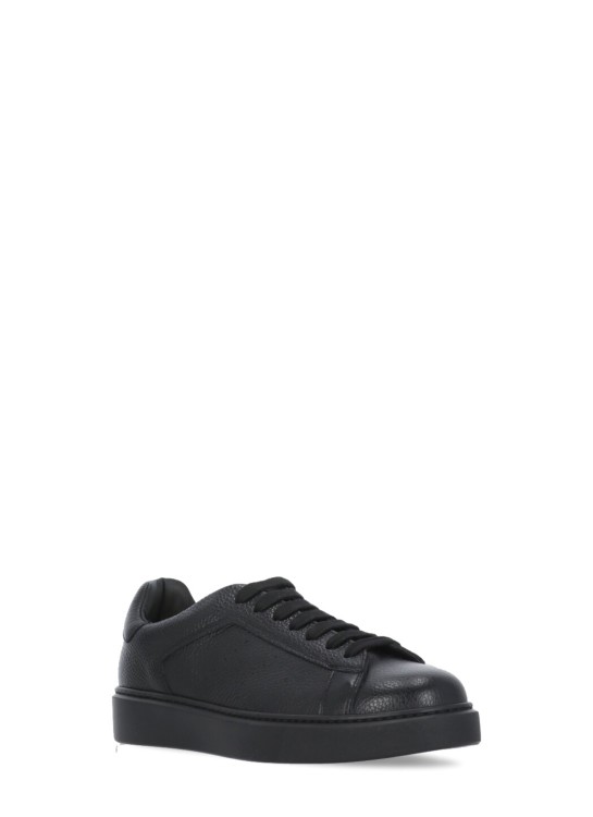 Shop Doucal's Black Tumblet Sneakers