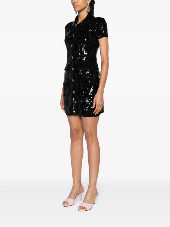Shop Self-portrait Black Sequins Mini Dress