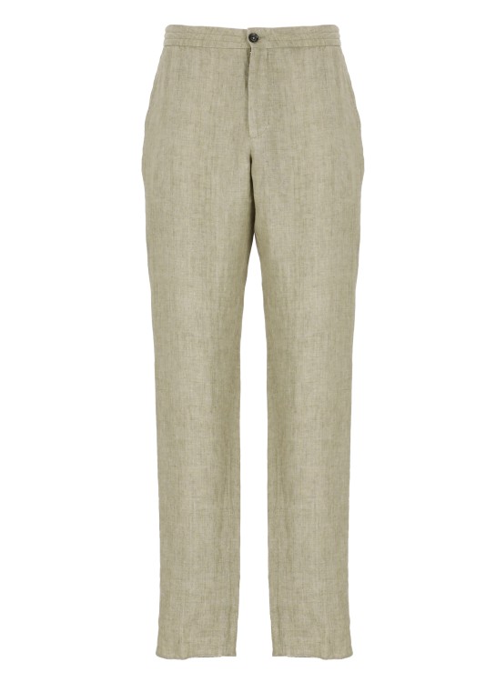 Shop Zegna Green  Linen Trousers