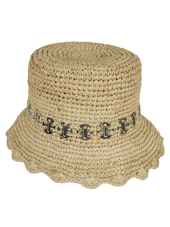 Rabanne Raffia-blend Embellished Bucket Hat In Neutral