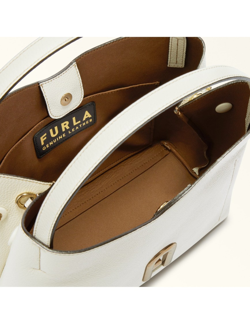 Shop Furla Primula S Hobo In Leather Color White