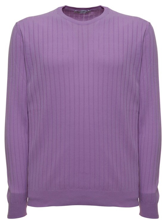 Gaudenzi Long-sleeved Lilac Ribbed Cotton Sweater In Purple