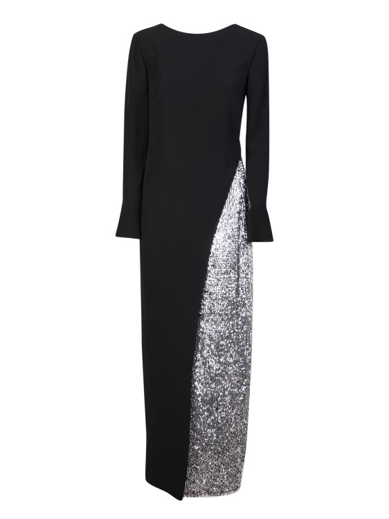 Shop Givenchy Sequin Panel Long Evening Dress In Black
