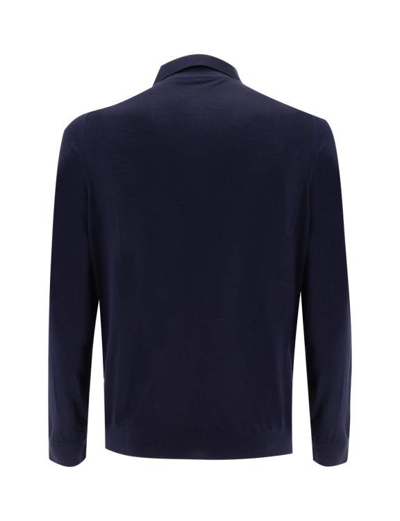 Shop Kiton Navy Blue Polo Shirt