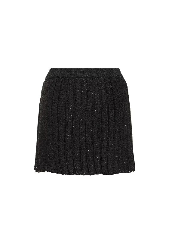 Shop Self-portrait Cotton Blend Skirt With Sequins In Black