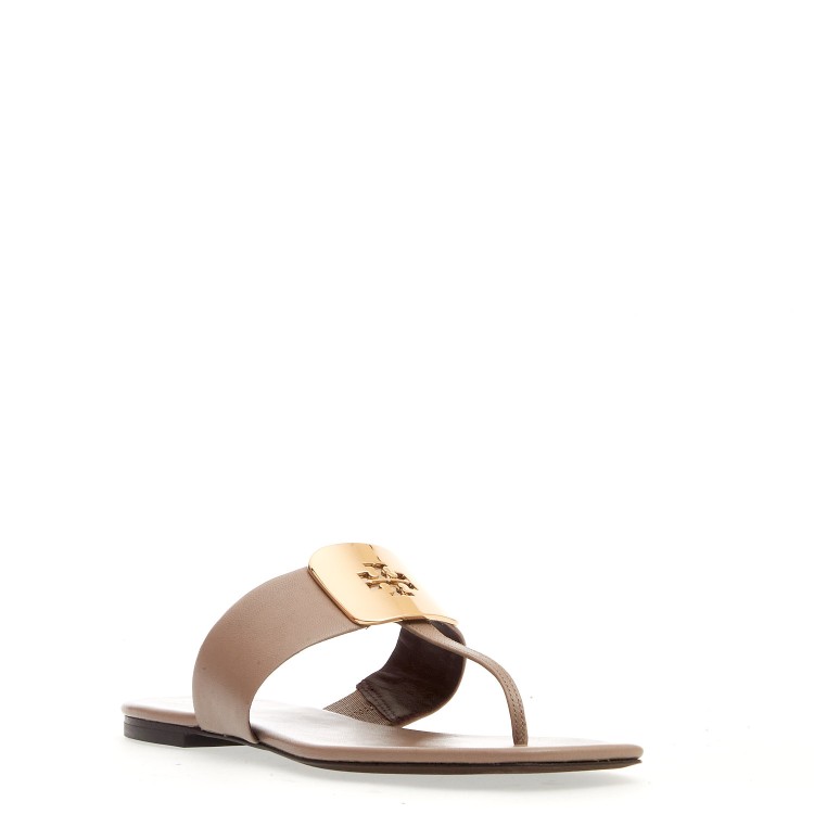 Shop Tory Burch Dove Gray Flip Flop Sandal With Logo Buckle In Pink