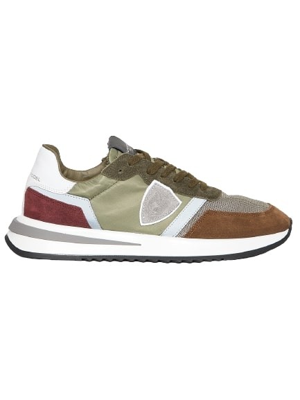Philippe Model Tropez 2.1 Sneakers In Green Suede And Fabric In Brown