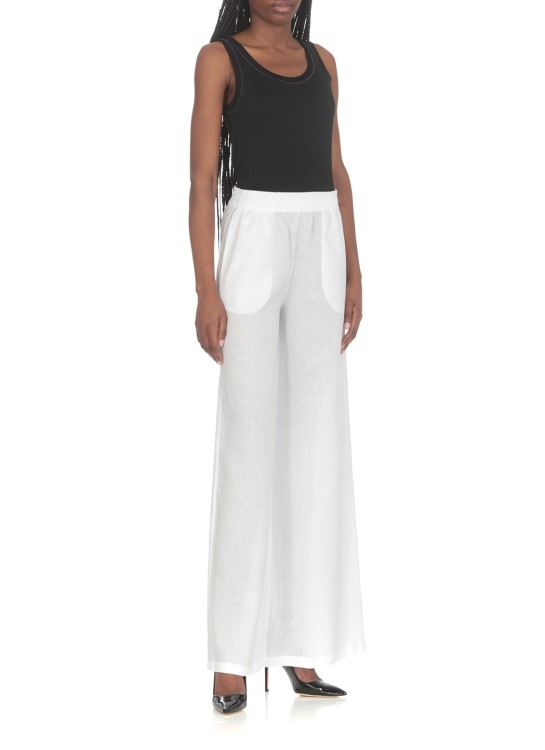 Shop Fabiana Filippi Linen Trousers In White