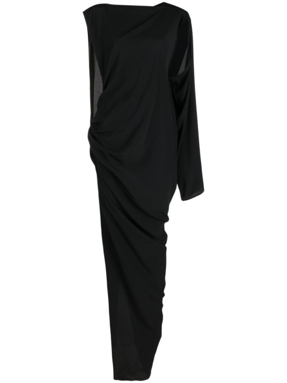 Rick Owens Draped Asymmetric Maxi Dress In Black