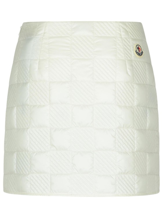 Moncler Women's Checkered Quilted Nylon Short Skirt In White