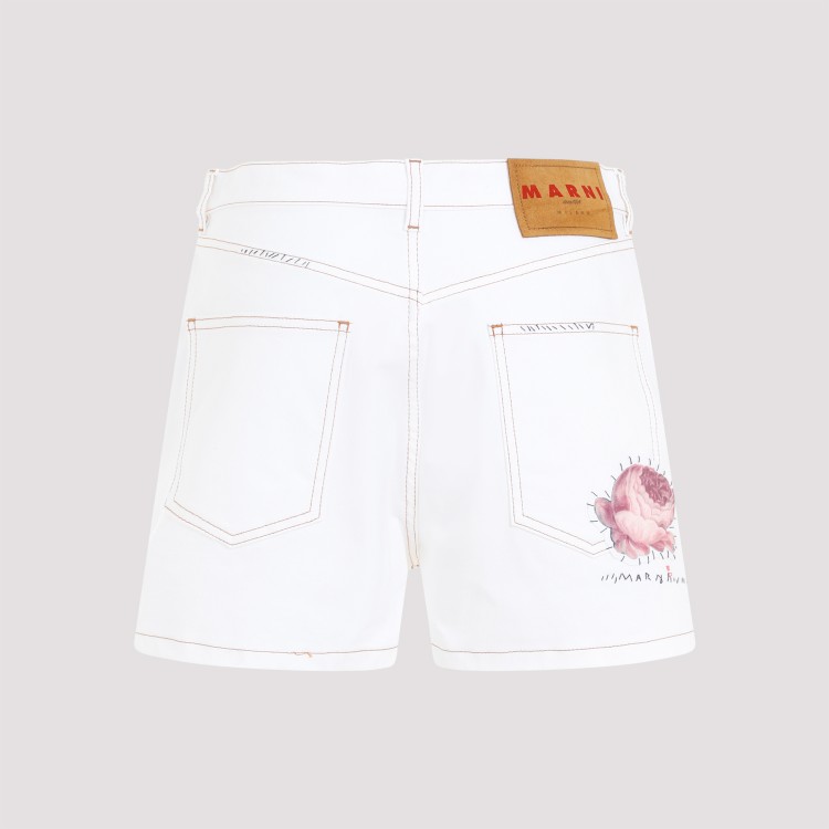 Shop Marni Lily White Cotton Short 5-pockets Trousers