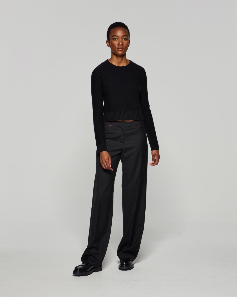 Serena Bute Wool Tapered Trouser - Black In Black