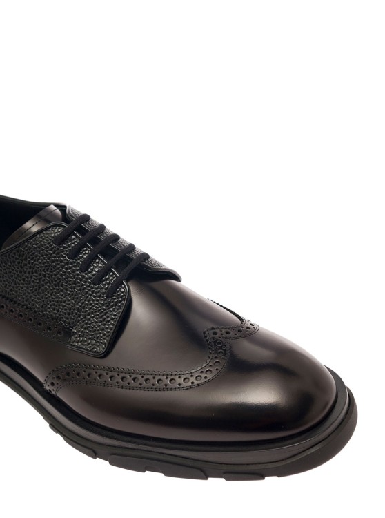 Shop Alexander Mcqueen Black Lace-up Shoes With Quarter-brogue Detail In Leather