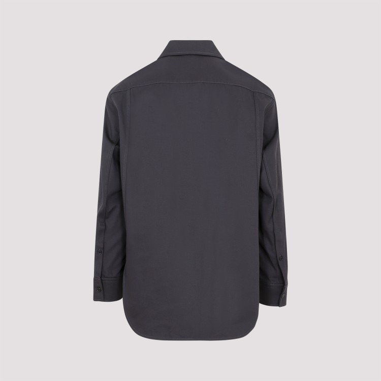 Shop Lanvin Twisted Cocoon Steel Cotton Overshirt In Grey