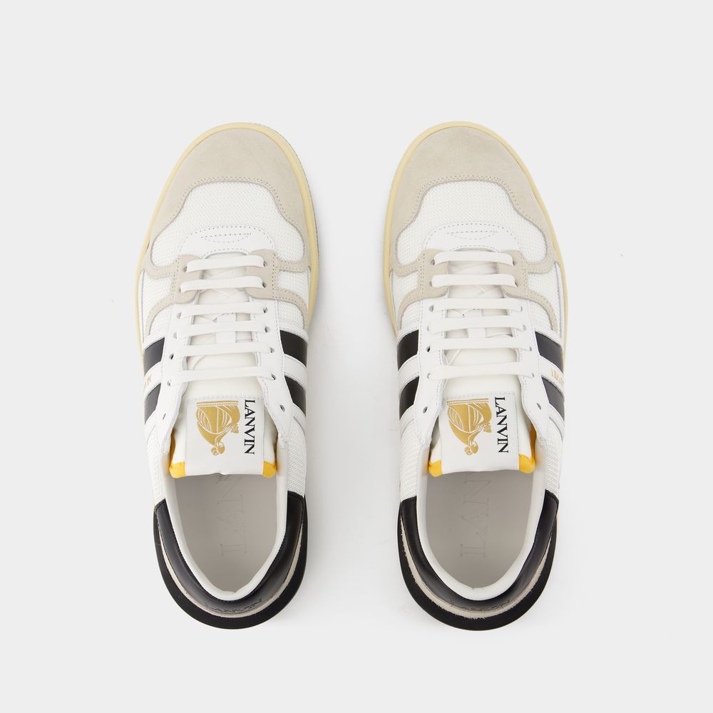 LANVIN LANVIN CLAY LOW TOP SNEAKERS - LEATHER - WHITE/BLACK 