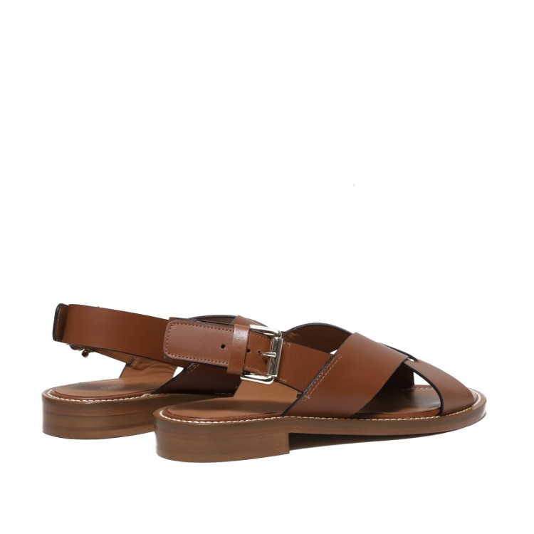 Guglielmo Rotta Crossed Sandal In Raw Cut Leather In Tan Color In Brown