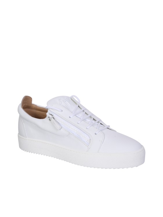 Shop Giuseppe Zanotti White Rubberised Leather Low-top Sneakers In Neutrals