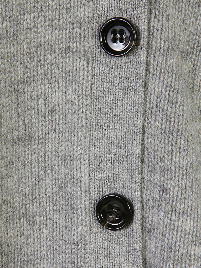 Shop Allude Knit Cardigan With Button Closure And Relaxed Fit In Grey