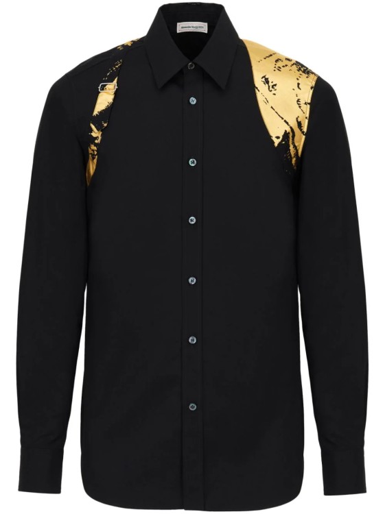Shop Alexander Mcqueen Black Gold Harness Shirt
