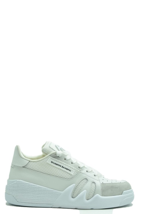 Giuseppe Zanotti White Lace-up Sneakers In Green