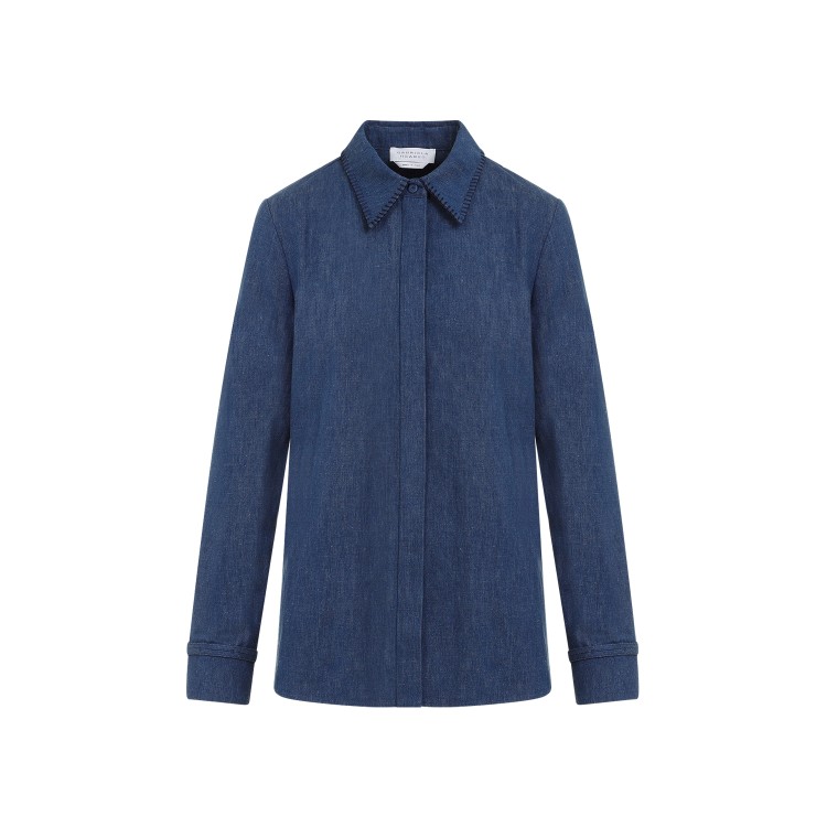 Gabriela Hearst Denim Blue Recycled Cotton Cruz Shirt In Green