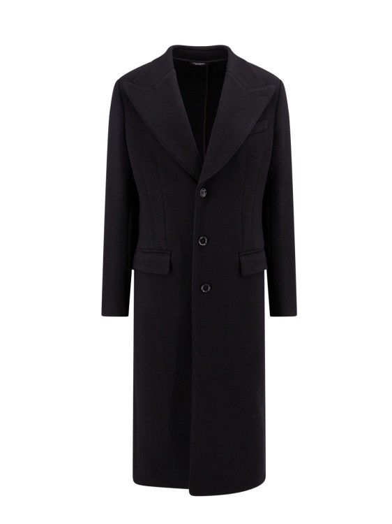 Shop Dolce & Gabbana Virgin Wool Blend Flared Coat In Black