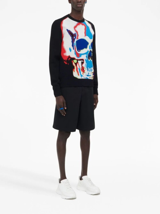 Shop Alexander Mcqueen Black Solarised Skull Sweater