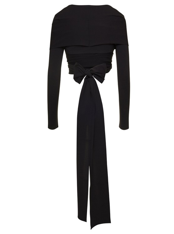Shop Dolce & Gabbana Black Tied-up Top With Sweetheart Neckline In Viscose Blend