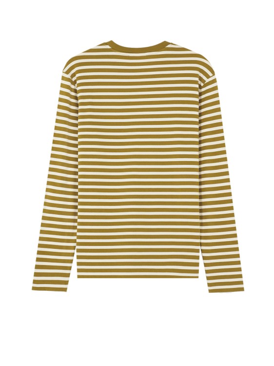 Shop Maison Kitsuné Striped Cotton T-shirt In Yellow