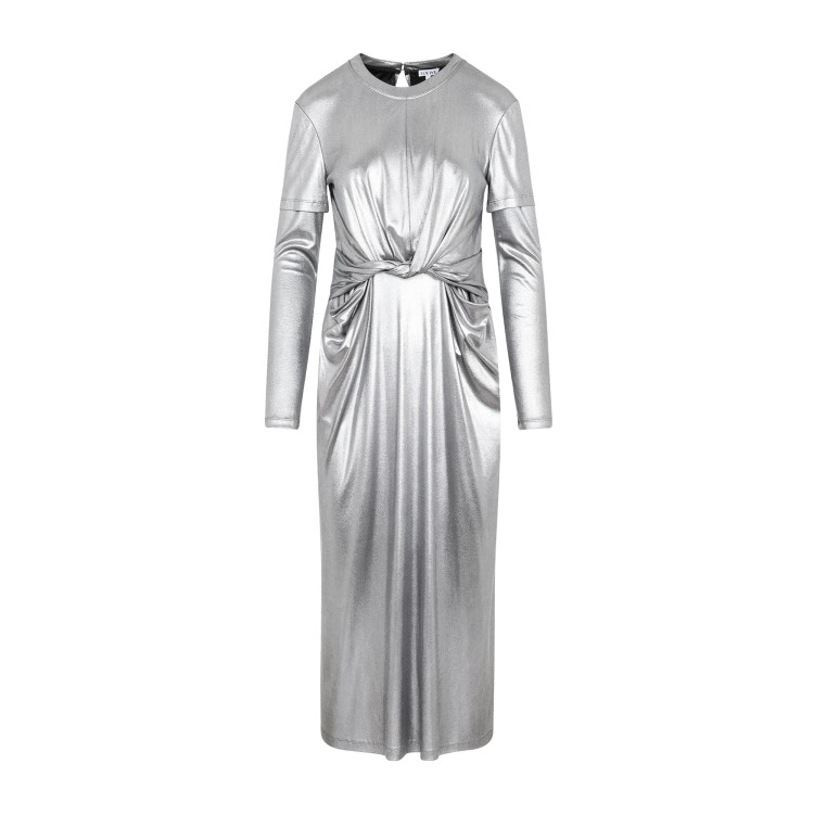 Shop Loewe Silver Draped Dress In Grey