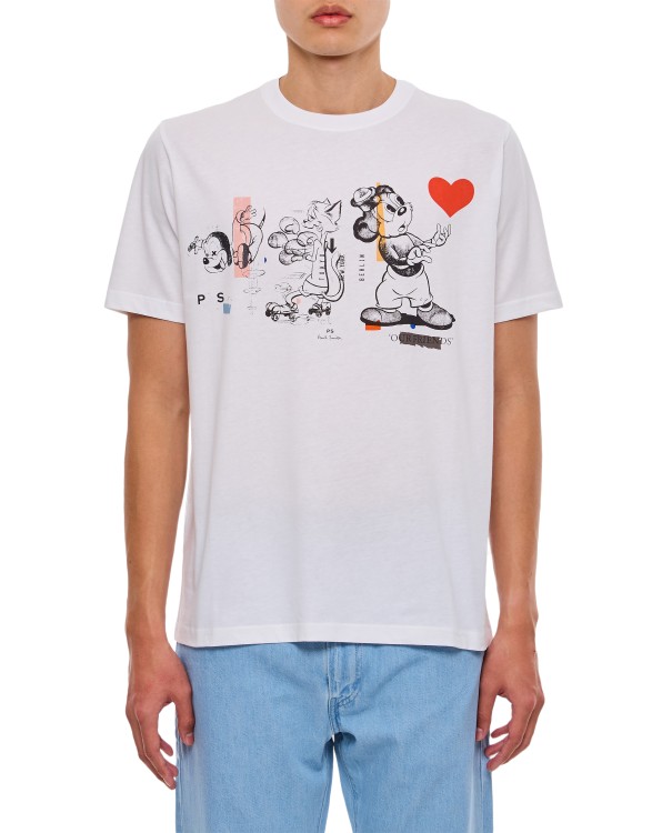 Shop Paul Smith Cotton Cartoon T-shirt In White