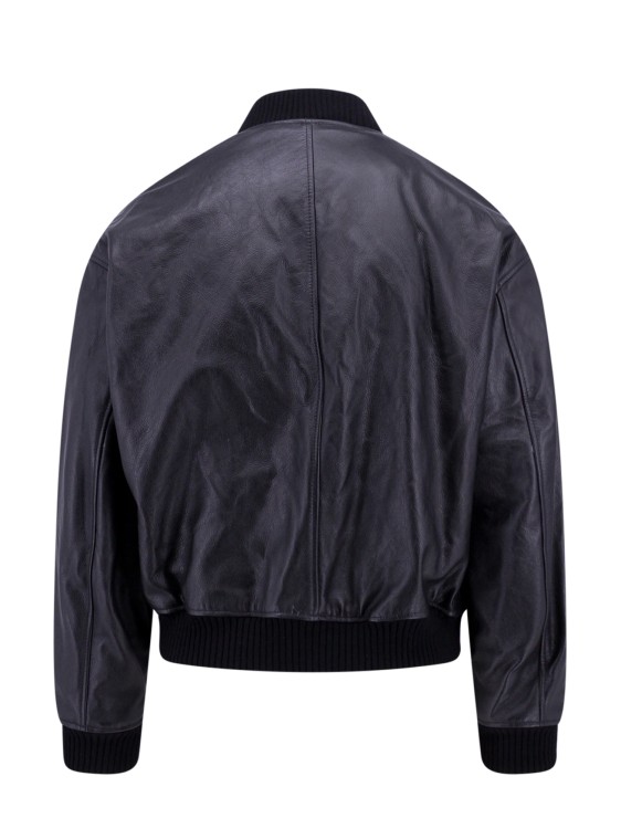 Shop Dolce & Gabbana Padded Taurus Leather Jacket In Black