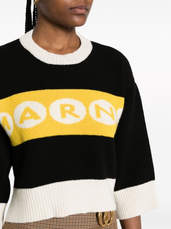 Shop Marni Logo-inatrsia Multicolor Sweater In Black