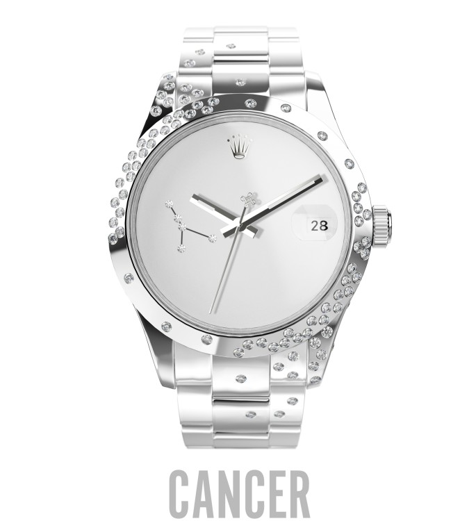 Private Label London Customized Reflekt Cosmo Datejust 41 Cancer In Silver