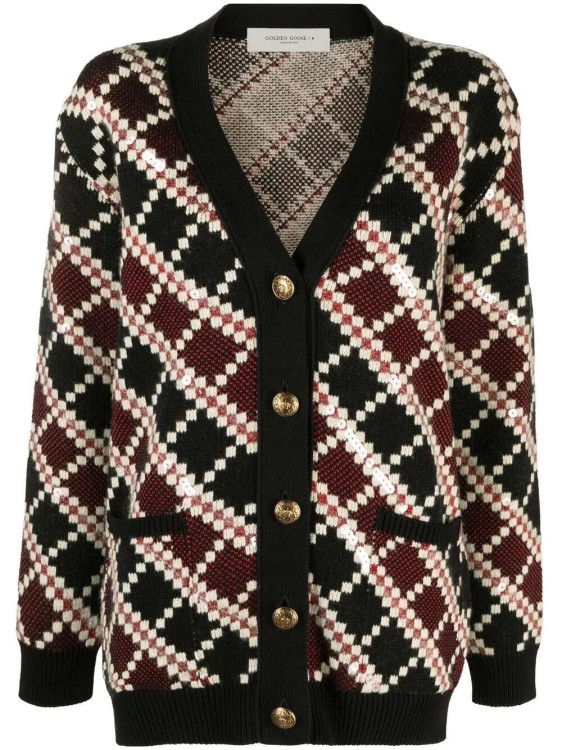 Checked Knitwear V-Neck Cardigan by Golden Goose Deluxe Brand in