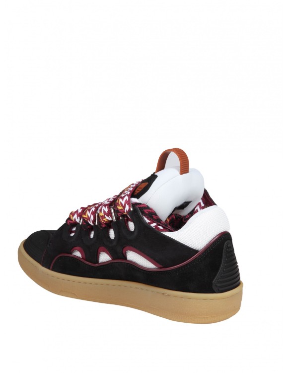 Shop Lanvin Curb Sneakers In White And Bordeaux Leather And Suede In Black