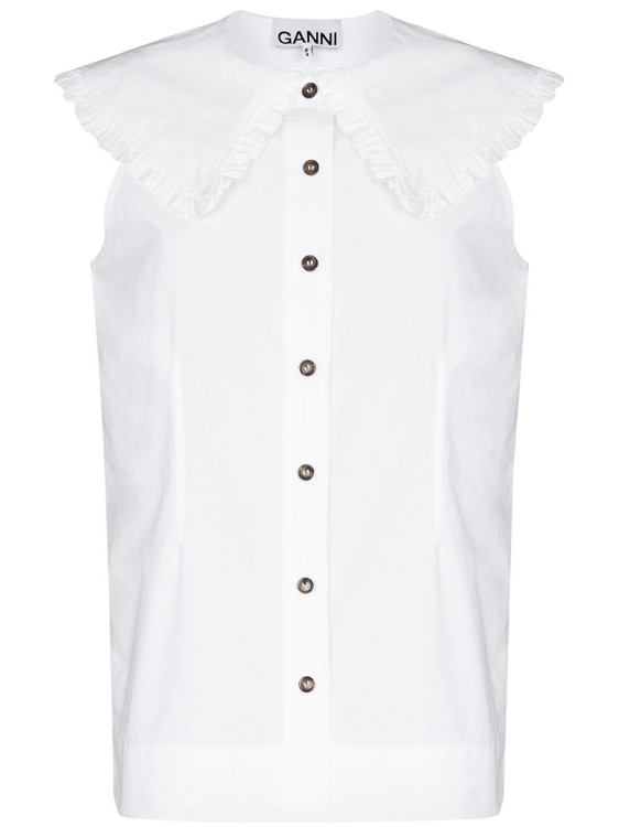 Shop Ganni Sleeveless Shirt In White