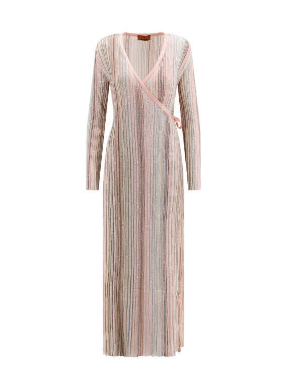 Shop Missoni Long Dress With All-over Sequin In Pink