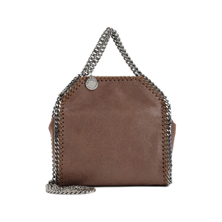 Stella Mccartney Taupe Shaggy Deer Falabella Tiny Tote Bag In Brown