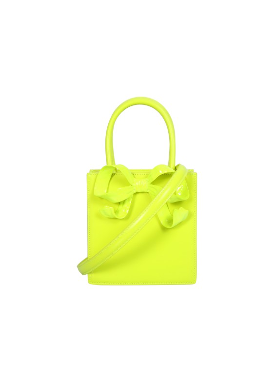 Shop Self-portrait Bow Mini Tote Neon Yellow Bag